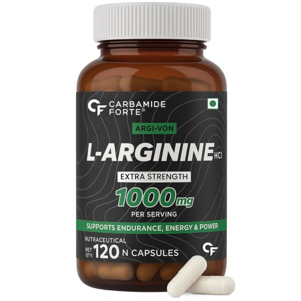 Carbamide Forte L-Arginine, Creatine 1000mg Supplement for Adults Per Serving -Veg Capsules 120 Count