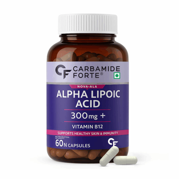 Carbamide Forte Alpha Lipoic Acid 300mg - ALA Capsules with Vitamin B12 & Lycopene | ALA Supplement | Supports Healthy Skin & Immunity - 60 Veg ALA Capsules