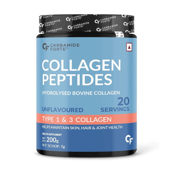 Carbamide Forte Hydrolyzed Collagen Powder - with Type 1 & 3 Collagen Peptides | Unflavored Collagen Supplements - 200g