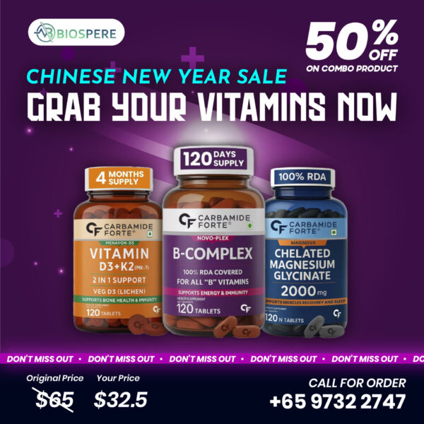 Carbamide Forte Wellness Combo | Vitamin D3 K2 + Magnesium Glycinate | Bone Strength, Muscle Recovery & Sleep Support | Veg Tablets