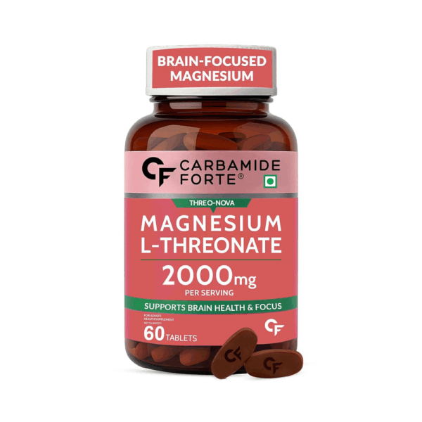 Carbamide Forte L Threonate 2000mg Per Serving | Magnesium Supplement for Memory, Focus & Better Sleep – 60 Veg Magnesium Tablets